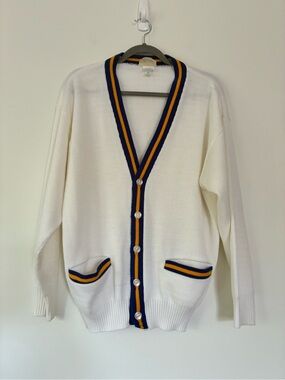 Vintage Cardigan – White Varsity Sweater